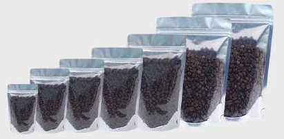 Clear-front packaging pouches in multiple sizes