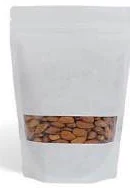 White paper stand-up pouch with a rectangular clear window