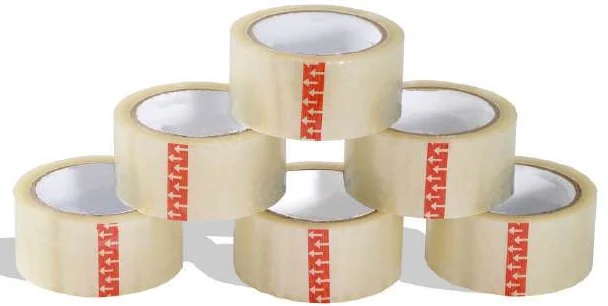 Clear adhesive carton-sealing tape rolls