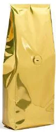 Gold foil side-gusset coffee bag with a valve