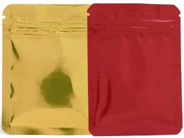 Small gold and red three-side seal zipper pouches