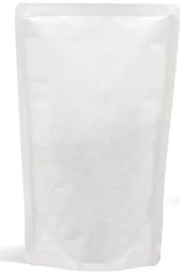Unprinted white paper packaging pouch without zipper