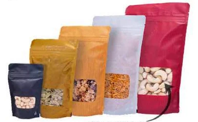Assorted window pouches filled with nuts and grains
