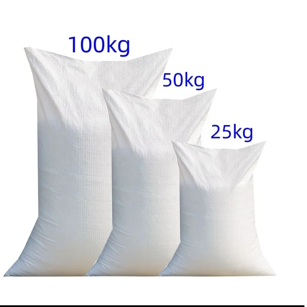 Supplied product image showing white heavy-duty woven sacks in three sizes