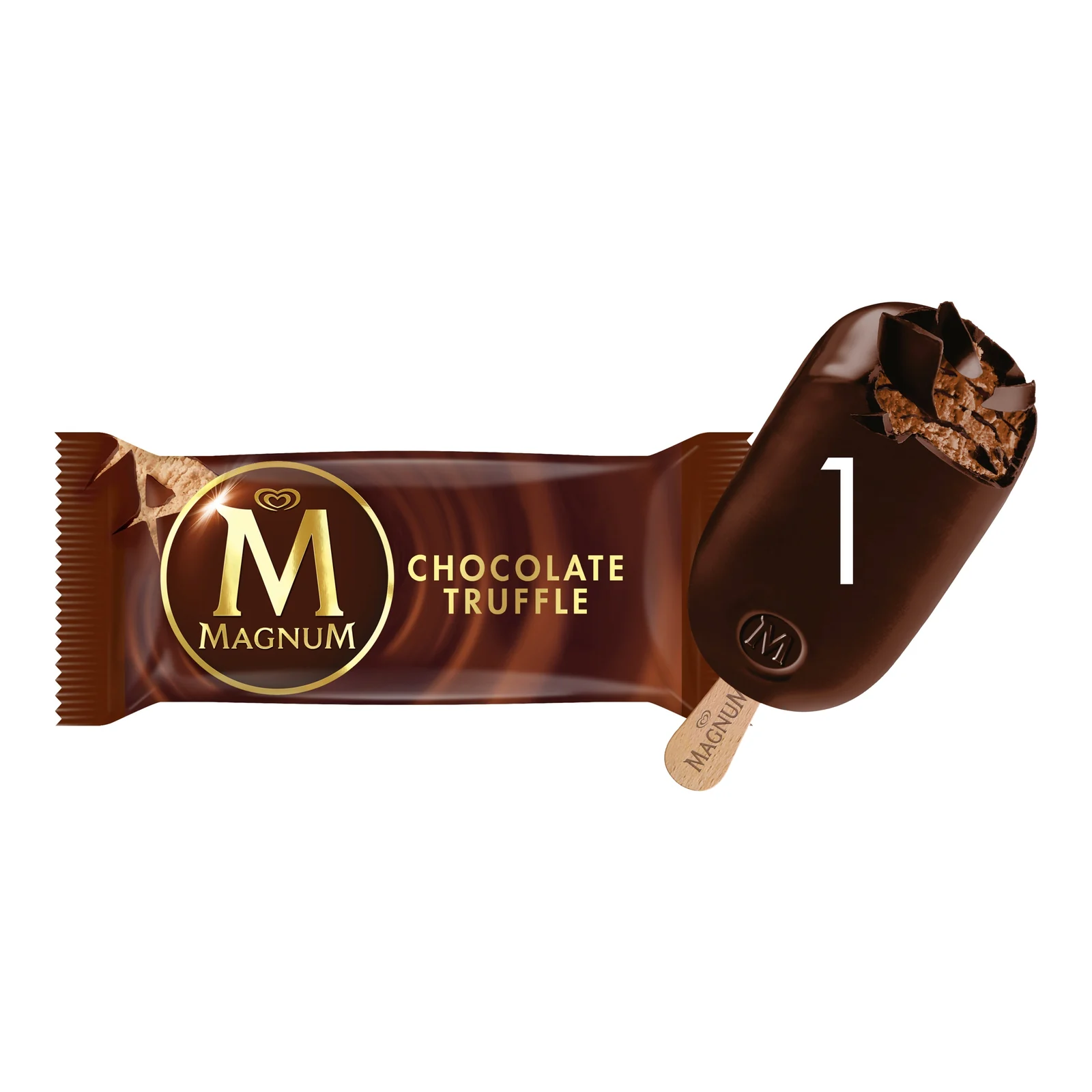 Magnum Chocolate Truffle ice cream in a printed wrapper