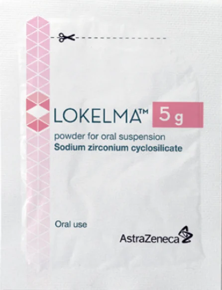 Lokelma oral powder in a printed single-dose sachet