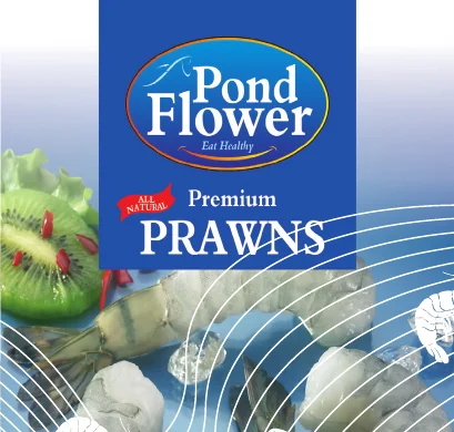 Pond Flower Premium Prawns product packaging design from Ananda Group’s brochure