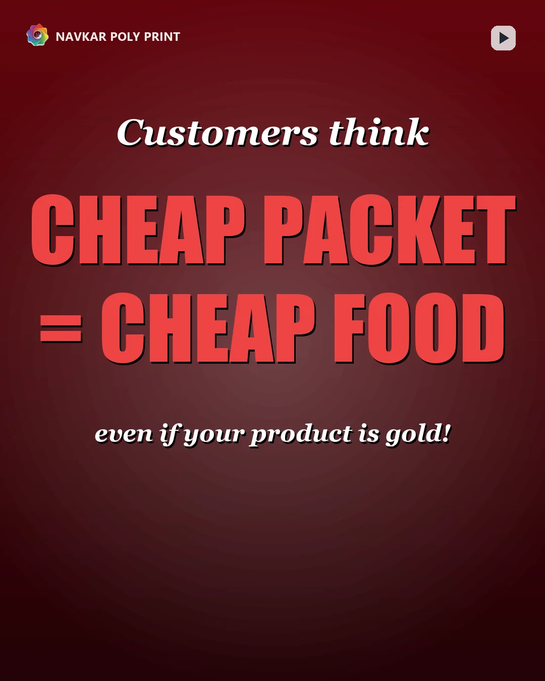 Crimson packaging marketing artwork discussing packet presentation