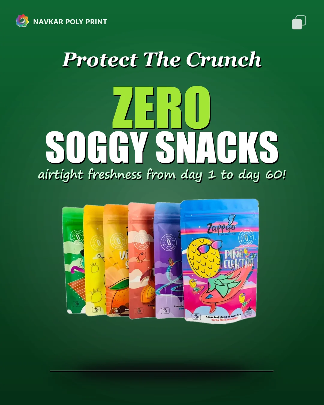 Emerald marketing concept featuring colourful printed zipper pouches