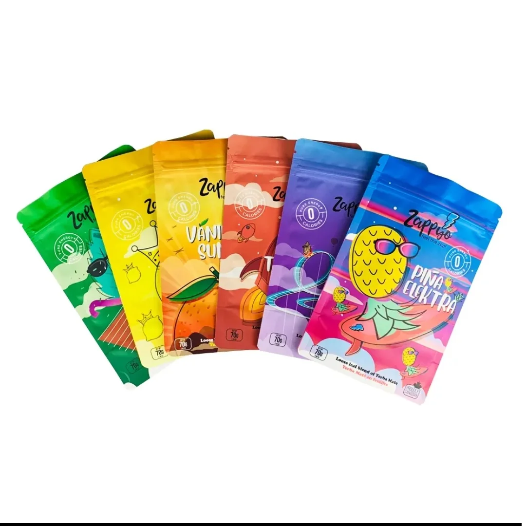 Colourful printed zipper pouches arranged in a fan